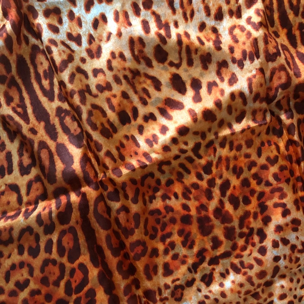 Silk scarf leopard print orange 74”by 44”, Italy - Picture 5 of 6